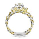 Round - cut Three - stone Engagement Ring & Matching Wedding Band in 18k Gold with Diamonds - Simon G. Jewelry