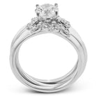 Round - cut Three - Stone Engagement Ring & Matching Wedding Band in 18k Gold with Diamonds - Simon G. Jewelry
